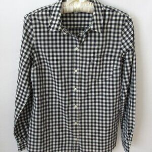 Old Navy black white cotton gingham button front long sleeve shirt *Sz PS*